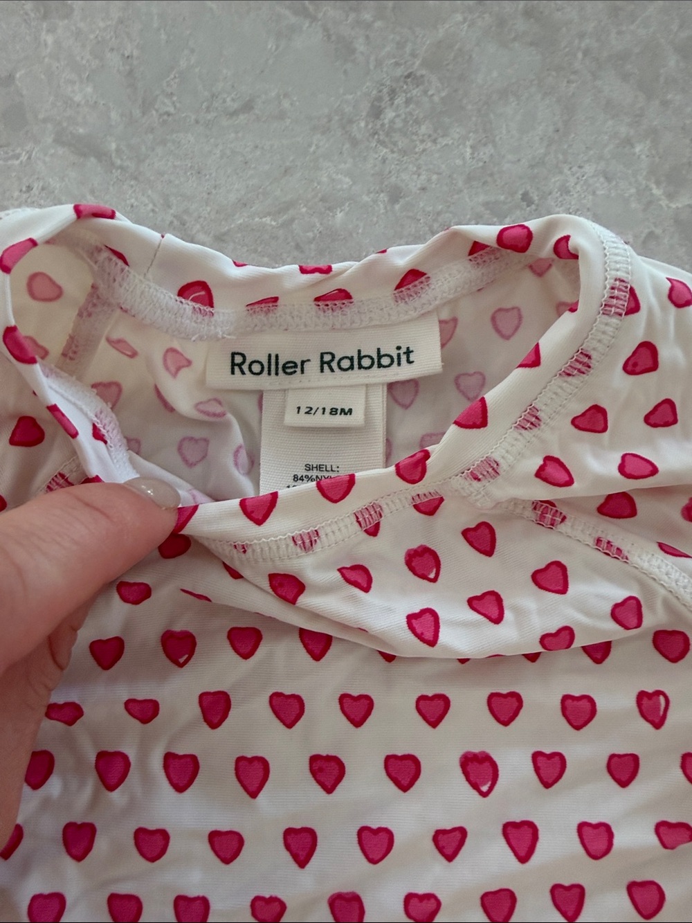 Roller Rabbit White and Pink Heart Rash Guard Bikini Set - Picture 3 of 6